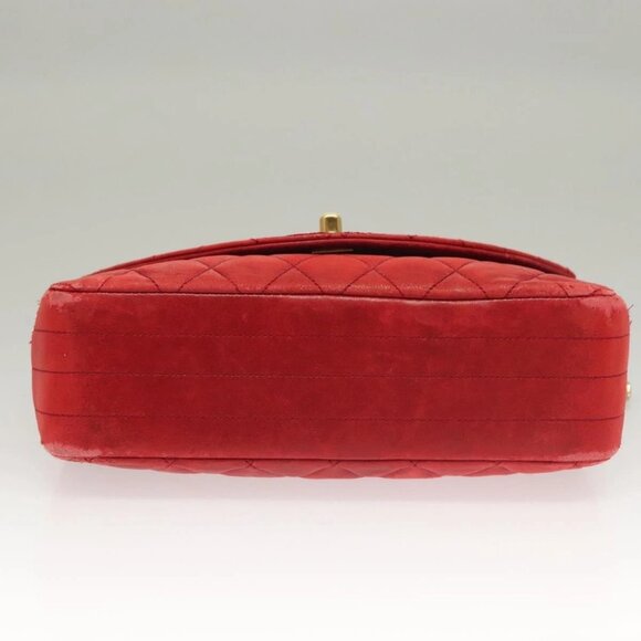 CHANEL Matelasse Chain Shoulder Bag Lamb Skin Red Gold CC Auth 136059 - Picture 6 of 16